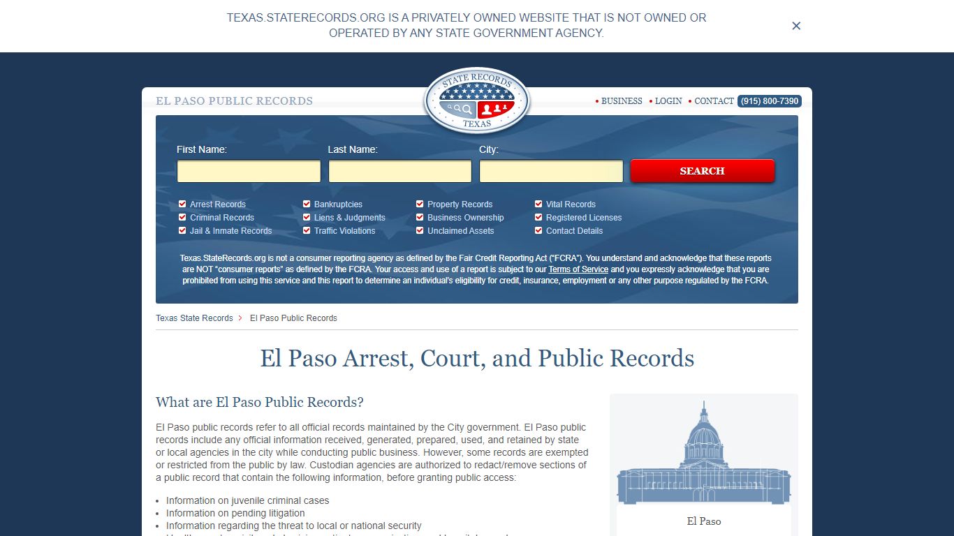 El Paso Arrest and Public Records | Texas.StateRecords.org