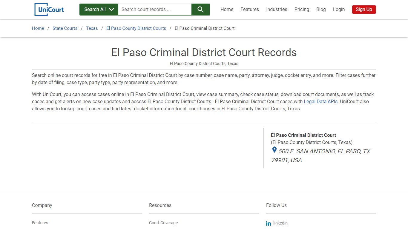 El Paso Criminal District Court Records | El Paso | UniCourt