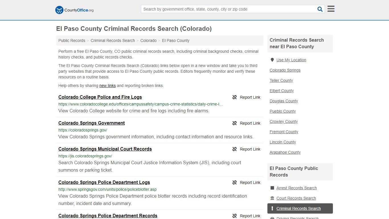 Criminal Records Search - El Paso County, CO (Arrests ...